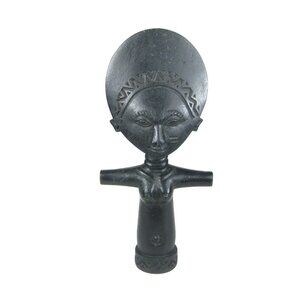 African Female Figurine Fertility Doll Sculpture Handcrafted Black Wood